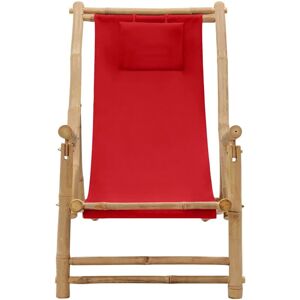 Berkfield Home - Mayfair Deck Chair Bamboo and Canvas Red