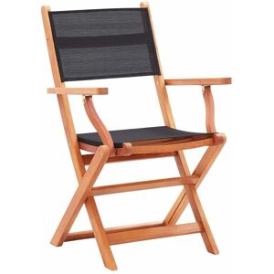 BERKFIELD HOME Mayfair Folding Garden Chairs 2 pcs Black Solid Eucalyptus Wood and Textilene