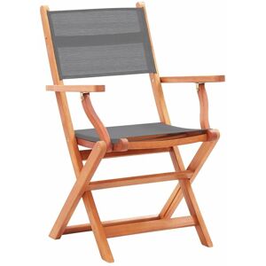 BERKFIELD HOME Mayfair Folding Garden Chairs 4 pcs Grey Solid Eucalyptus Wood and Textilene