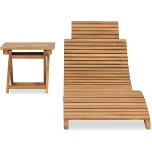 Berkfield Home - Mayfair Folding Sun Lounger with Table Solid Teak Wood