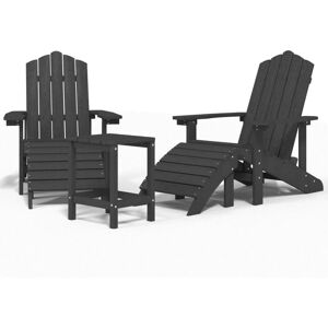 BERKFIELD HOME Mayfair Garden Adirondack Chairs with Footstool & Table hdpe Anthracite