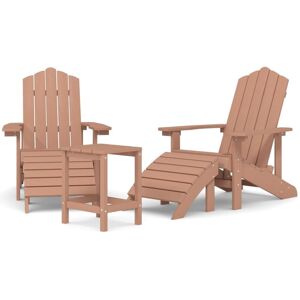 BERKFIELD HOME Mayfair Garden Adirondack Chairs with Footstool & Table HDPE Brown