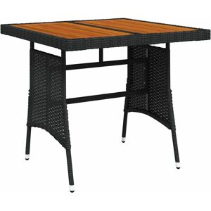 BERKFIELD HOME Mayfair Garden Table Black 70x70x72 cm Poly Rattan & Solid Acacia Wood