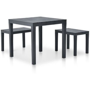 BERKFIELD HOME Mayfair Garden Table with 2 Benches Plastic Anthracite