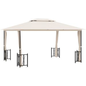 BERKFIELD HOME Mayfair Gazebo with Sidewalls&Double Roofs 3x4 m Cream