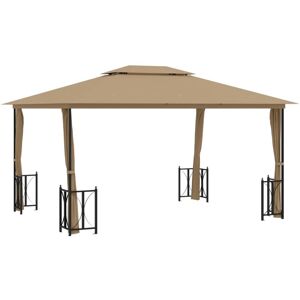 BERKFIELD HOME Mayfair Gazebo with Sidewalls&Double Roofs 3x4 m Taupe
