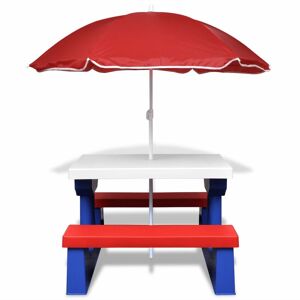 BERKFIELD HOME Mayfair Kids' Picnic Table with Benches and Parasol Multicolour