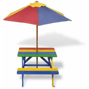 BERKFIELD HOME Mayfair Kids' Picnic Table with Benches and Parasol Multicolour Wood