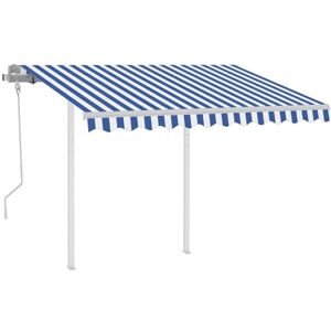 BERKFIELD HOME Mayfair Manual Retractable Awning with Posts 3.5x2.5 m Blue and White