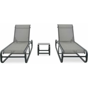 BERKFIELD HOME Mayfair Sun Loungers 2 pcs with Table Textilene and Aluminium