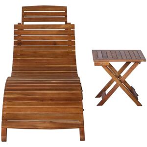 Berkfield Home - Mayfair Sunlounger with Table Solid Acacia Wood Brown