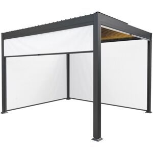 MONSTER SHOP Metal Pergola With Blinds & led Lights 3m x 3m Adjustable Canopy - Grey