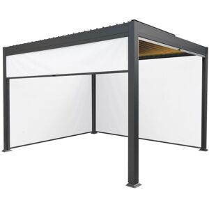 MONSTER SHOP Metal Pergola With Blinds & led Lights 4m x 3m Adjustable Canopy - Grey