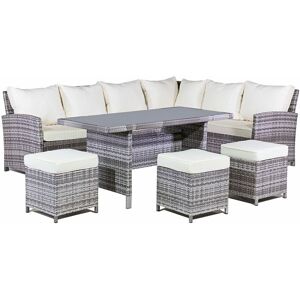 MMT FURNITURE DESIGNS LTD MLM210062 Rattan 8 seater l Shaped Dining set - Grey