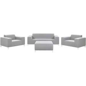 Beliani - Modern 4 Piece Outdoor Indoor Conversation Set Light Grey Fabric White Legs Rovigo - Grey