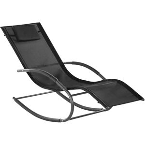 Beliani - Modern Rocking Garden Sun Lounger with Headrest Steel Fabric Black Carano ii - Black