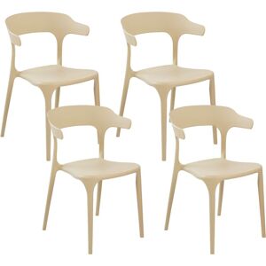 BELIANI Modern Set of 4 Garden Dining Chairs Lightweight Plastic Sand Beige Resistant Gubbio - Beige