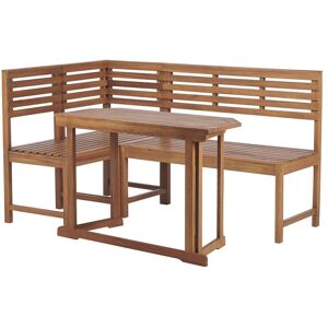 Beliani - Modular Balcony Furniture Set Corner Bench Foldable Table Acacia Wood Treia - Light Wood