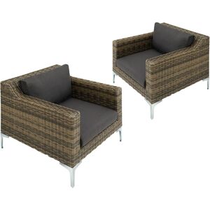 Tectake - Rattan Garden Furniture Villanova, Set 5 - sofa for garden, rattan furniture, garden corner sofa - Mottled Anthracite