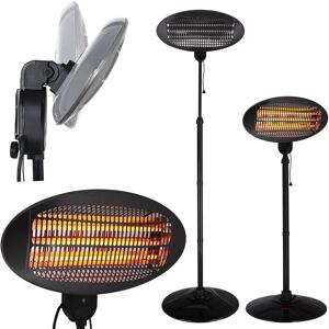 Monzana - Radiant Patio Heater 3 Heat Settings 2000 Watts Stable Metal Base Tip-over Protection - Black