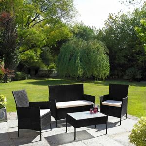 NEO DIRECT Neo Black 4 Piece Rattan Outdoor Furniture Garden Sofa Set