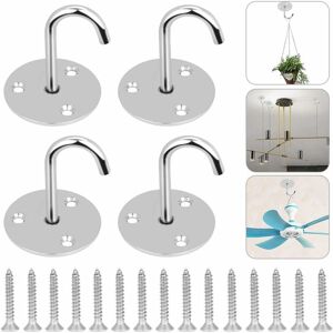 NORCKS 4Pcs Wall Mount Ceiling Hooks Stainless Steel Plant Hook Heavy Duty Hanging Hooks Metal Plant Bracket s Plant Hangers Ceiling Hooks for Hanging