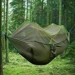 Aquariss - Nylon Swinging Hammock Double Person Outdoor Camping Tent Travel Hanging Bed - Army Green