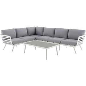 OUT & OUT ORIGINAL OUT & OUT Ibiza Corner Lounge Set- 5 Seater- White/ Grey