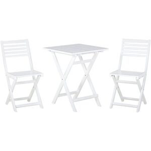 BELIANI Outdoor Garden Furniture Bistro Set Folding Wood White Fiji - White