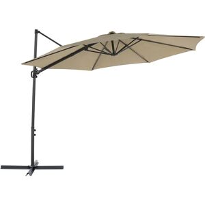 Beliani - Outdoor Cantilever Parasol Octagonal Canopy ⌀2.95m Base Taupe Savona ii - Beige