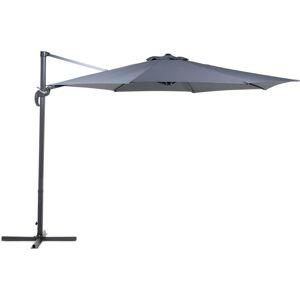 Beliani - Outdoor Cantilever Parasol Octagonal Grey Canopy Steel Black Base Savona - Grey