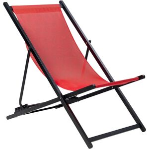 Beliani - Outdoor Folding Sun Lounger Sling Beach Chair Adjustable Backrest Red Locri ii - Red