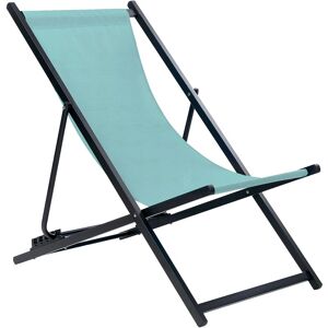 Beliani - Outdoor Folding Sun Lounger Sling Beach Chair Adjustable Turquoise Black Locri ii - Blue