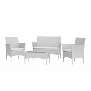 Rattantree - Outdoor Furniture 4 Piece pe Rattan Patio Set with Armchairs Double Sofa Table Cushion Grey