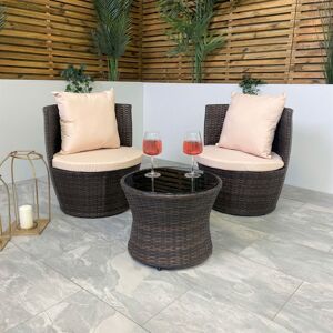 ECASA Outdoor Brown Rattan Garden Patio Stackable Vase Bistro Chair and Table Set - Brown