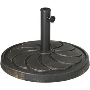 18kg Round Resin Garden Parasol Base for Poles of 38mm-48mm - Bronze Tone - Outsunny