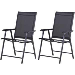 Outsunny - 2-PCS Garden Armchairs Outdoor Patio Folding Modern Furniture Black - Black