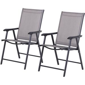2-PCS Garden Armchairs Outdoor Patio Folding Modern Furniture Grey - Grey - Outsunny