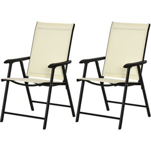 Outsunny - 2-PCS Garden Armchairs Outdoor Patio Folding Modern Furniture Beige - Beige