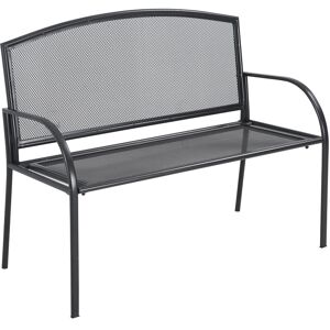 Outsunny - 2 Seater Metal Garden Bench Outdoor Furniture for Porch Lawn Grey - Dark Grey