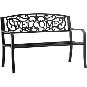 Outsunny - Garden Bench Double Seat Park Steel Chair Garden Outdoor Metal Patio - Black