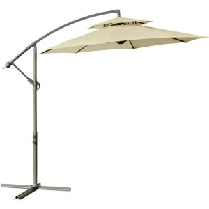 2.7m Cantilever Banana Parasol Outdoor Sun Shade w/ Crank Beige - Beige - Outsunny