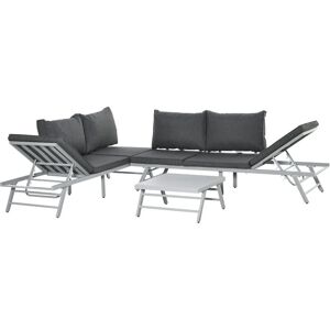 Outsunny - 3 Pcs Garden Seating Set w/ Sofa Lounge Table Outdoor Patio Furniture - Grey