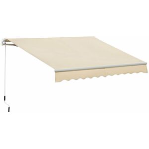 Garden Sun Shade Canopy Retractable Awning Beige - Beige - Outsunny