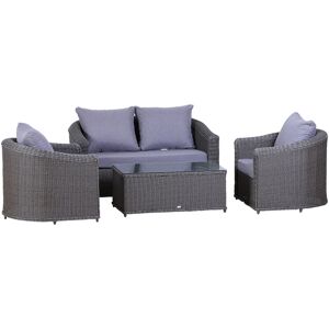 Outsunny - Garden 4-Seater Sofa Set Rattan Furniture Coffee Table Chair Bench Grey - Grey