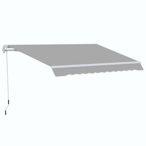 Garden Sun Shade Canopy Retractable Awning Light Grey - Light Grey - Outsunny