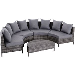 Outsunny 5PCS Garden Rattan Wicker Sofa Outdoor Patio Furniture Set w/ Pillow - Grey