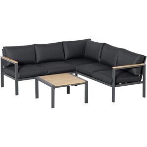 Outsunny - 5 Seater Aluminium Garden Furniture with Coffee Table Padded Cushions - Dark Grey