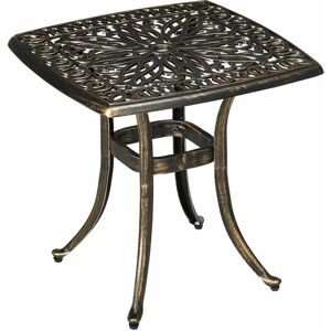 54 x 54cm Aluminium Outdoor Garden Side Table w/ Umbrella Hole, Bronze - Bronze Tone - Outsunny