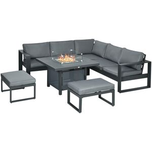 Outsunny - 6-Piece Garden Furniture Set with Firepit Table Outdoor Sofa Aluminium - Grey